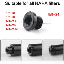 Load image into Gallery viewer, 5/8-24 Fuel Filter Suppressor Conversion Connector Applicable for All NAPA 4003 WIX 24003 5/8-24 Fuel Filter 5/8-24 To 1/2-20 1/2-28 M14 X 1 M14 X 1L M14 X 1.5