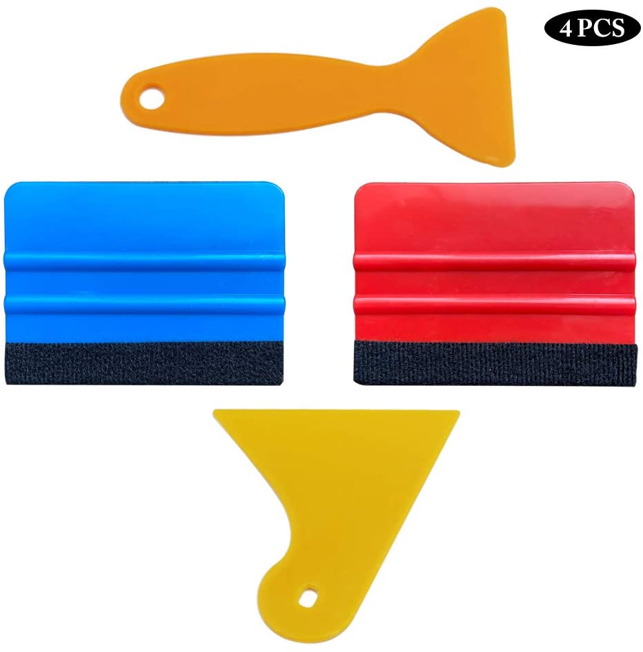 TeckWrap TECKWRAP Plastic Felt Edge Squeegee 4 Inch for Car Vinyl Scraper  Decal Applicator Tool 4 pcs (with Black Felt Edge)