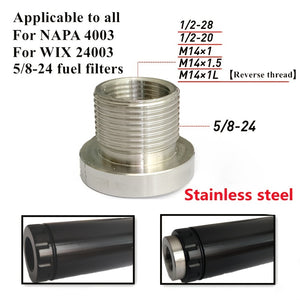Stainless Steel Conversion Connector for All NAPA 4003 WIX 24003 Oil Fuel Filter 5/8-24 To 1/2-28 1/2-20 M14*1 M14*1L M14*1.5 Adapter