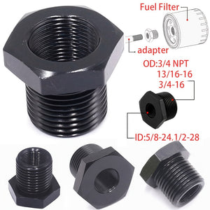 Fuel Filter Adapter 3/4-16,13/16-16,3/4 NPT to 1/2-28 ,5/8-24 Adapter Aluminum Titanium Black Car Fuel Filter Kit