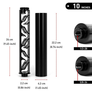10Inch 420 Spiral 5/8-24 Single Core Aluminum Tube Car Fuel Filter for NaPa 4003 WIX 24003 Solvent Black